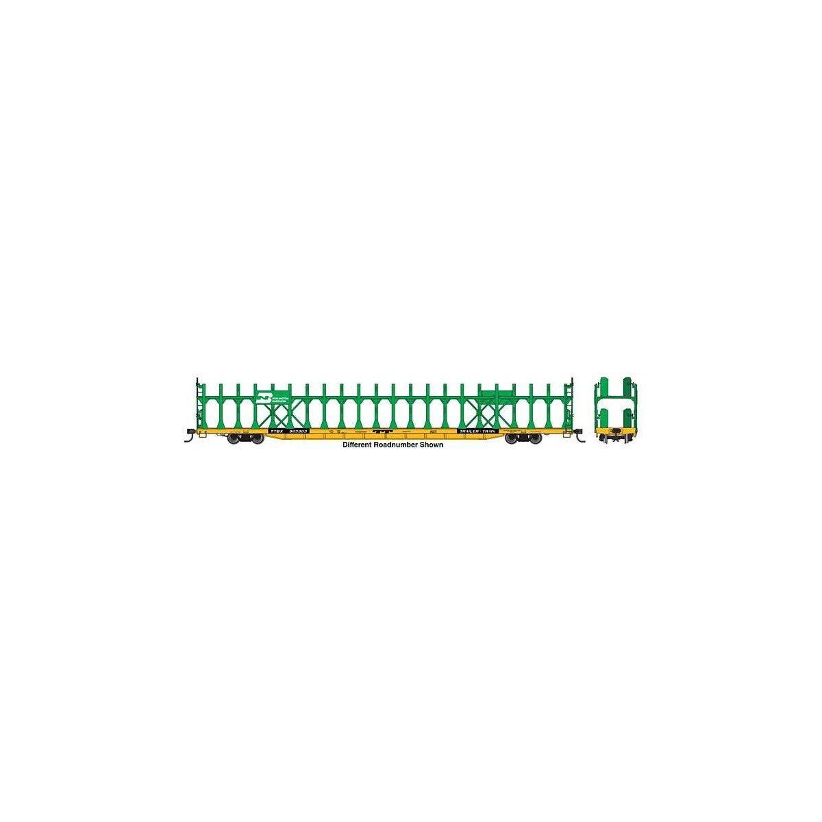 89′ Flatcar w/Bi-Level Open Auto Rack - Ready to Run -- Burlington Northern 963917, HO, WalthersMainline 8032