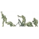Military - Former German Army WWII - Unpainted Figures -- Mortar Crew, HO, Preiser Kg 16540