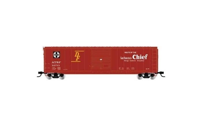 50′ Single-Door Boxcar No Roofwalk - Ready to Run -- Santa Fe 12755 (Boxcar Red, San Francisco Chief, HO, Rivarossi HR6661D