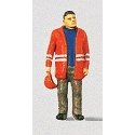Individual Figure - Railway Personel -- Modern Switchman w/Safety Jacket - Hat Off, HO, Preiser Kg 28010