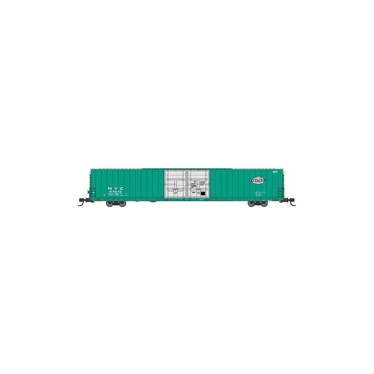 Pullman-Standard 86′ Auto Parts Double-Door Boxcar - Ready to Run -- New York Central 67672 (Jade G, N, Bluford Shops 86800
