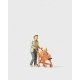 Individual Figures Pedestrians -- Woman Pushing Child in Stroller, HO, Preiser Kg 28079