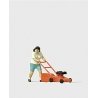 Woman Mowing The Lawn, HO, Preiser Kg 28085