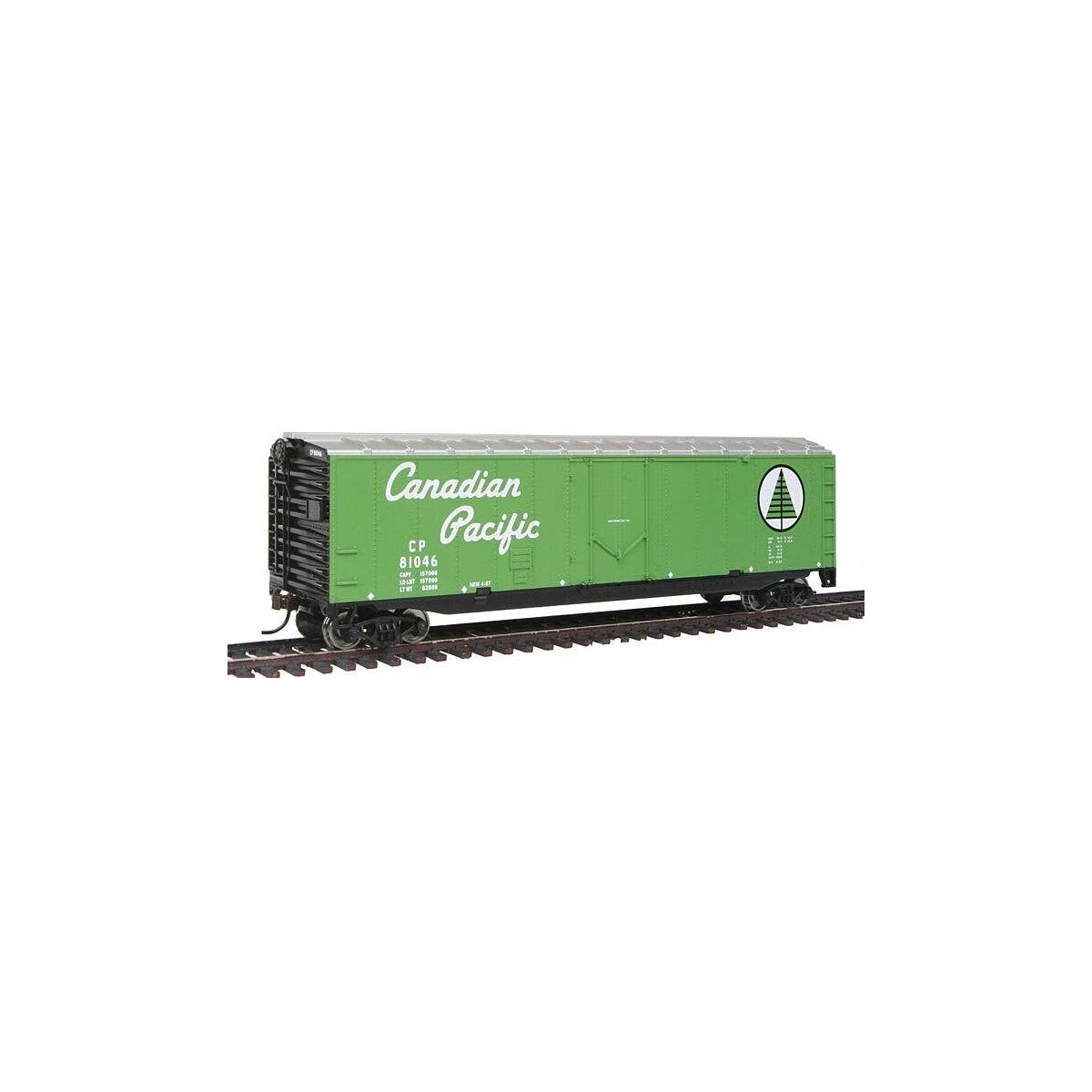 50′ Plug-Door Boxcar - Ready to Run -- Canadian Pacific (green Newsprint Service Logo, Script L, HO, WalthersTrainline 1673