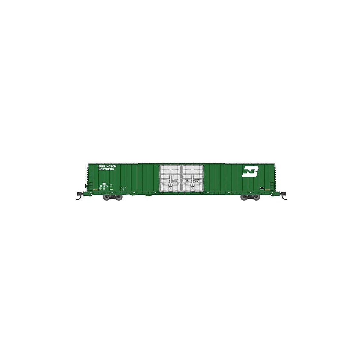 Pullman-Standard 86′ Auto Parts Double-Door Boxcar - Ready to Run -- Burlington Northern 395090 (Ca, N, Bluford Shops 86720