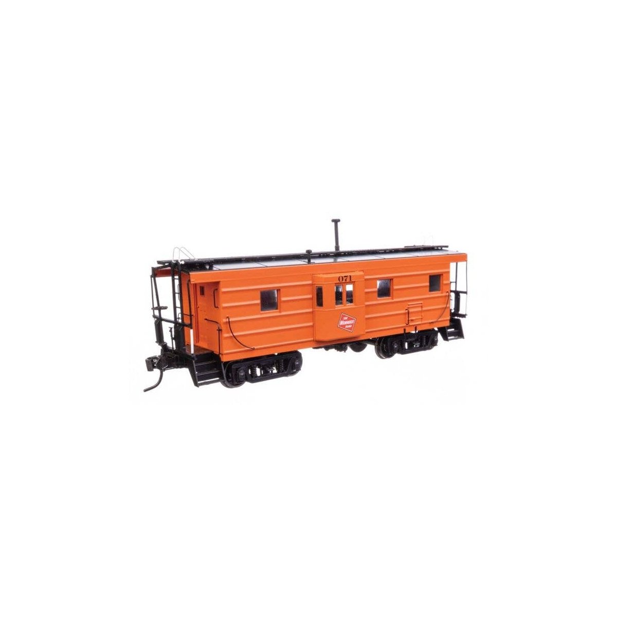 Milwaukee Road Rib Sided Caboose -- Milwaukee Road 071 (orange, black oil stove), HO, WalthersProto 103658