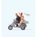 Vespa Scooter -- Wedding Couple on Vespa, HO, Preiser Kg 28150