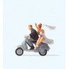 Vespa Scooter -- Wedding Couple on Vespa, HO, Preiser Kg 28150