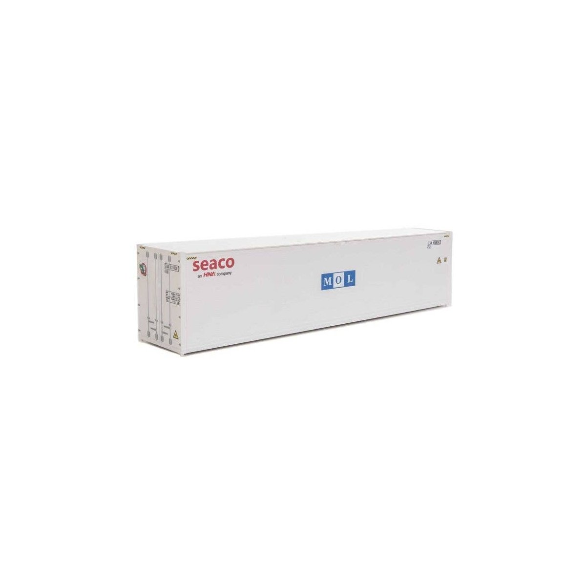 40′ Hi-Cube Smooth-Side Reefer Container - Assembled -- Mitsui Overseas Lines - SEACO/MOL (w, HO, Walthers SceneMaster 8365