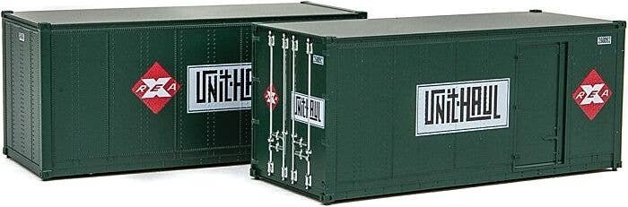 20′ Smooth-Side Container with Right Side Door 2-Pack - Ready to Run -- Railway Express Agen, HO, Walthers SceneMaster 8680