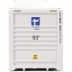 53′ Singamas Corrugated-Side Container - Assembled -- Tote (white, blue, gray), HO, Walthers SceneMaster 8538