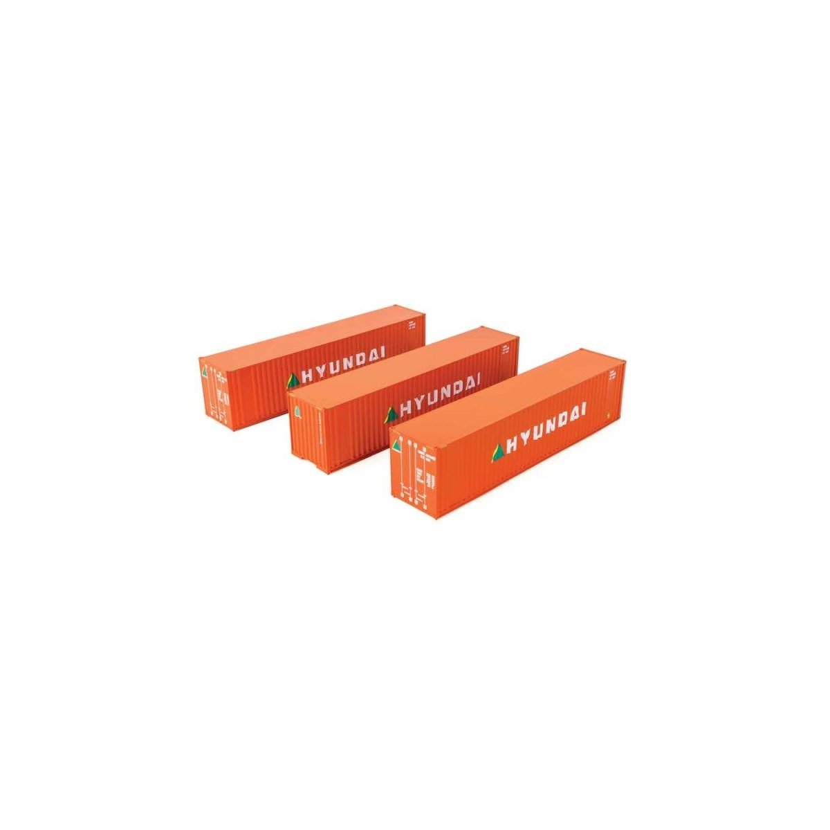 40′ Flat Panel Container - 3-Pack -- Hyundai, HO, Walthers SceneMaster 18203