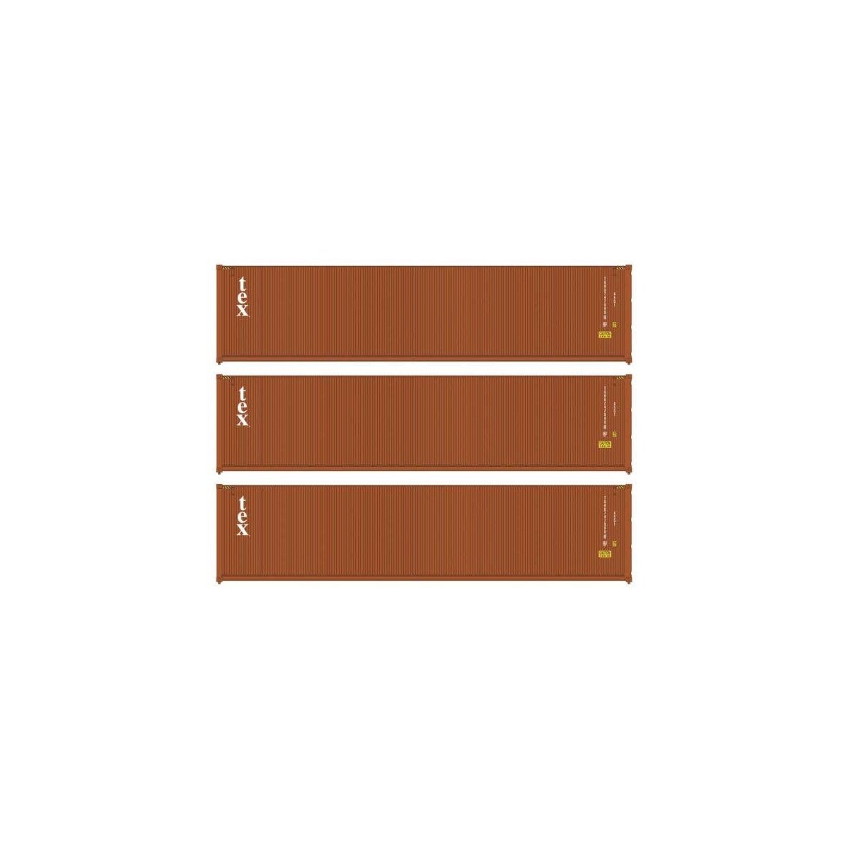 40′ Fully Corrugated Container - 3-Pack -- TEX, HO, Walthers SceneMaster 18255
