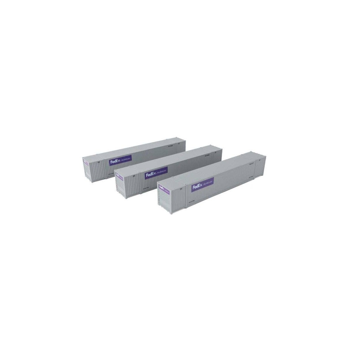 53′ Singamas Corrugated Side Container - 3-Pack -- Federal Express Multimodal, HO, Walthers SceneMaster 18503