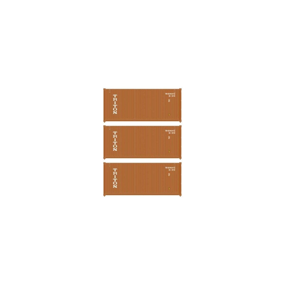 20′ Fully Corrugated Container - 3-Pack -- Triton, HO, Walthers SceneMaster 18055