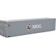 45′ CIMC Container - Assembled -- Mitsui OSK (gray, white, red, green, Alligator Logo), HO, Walthers SceneMaster 8572