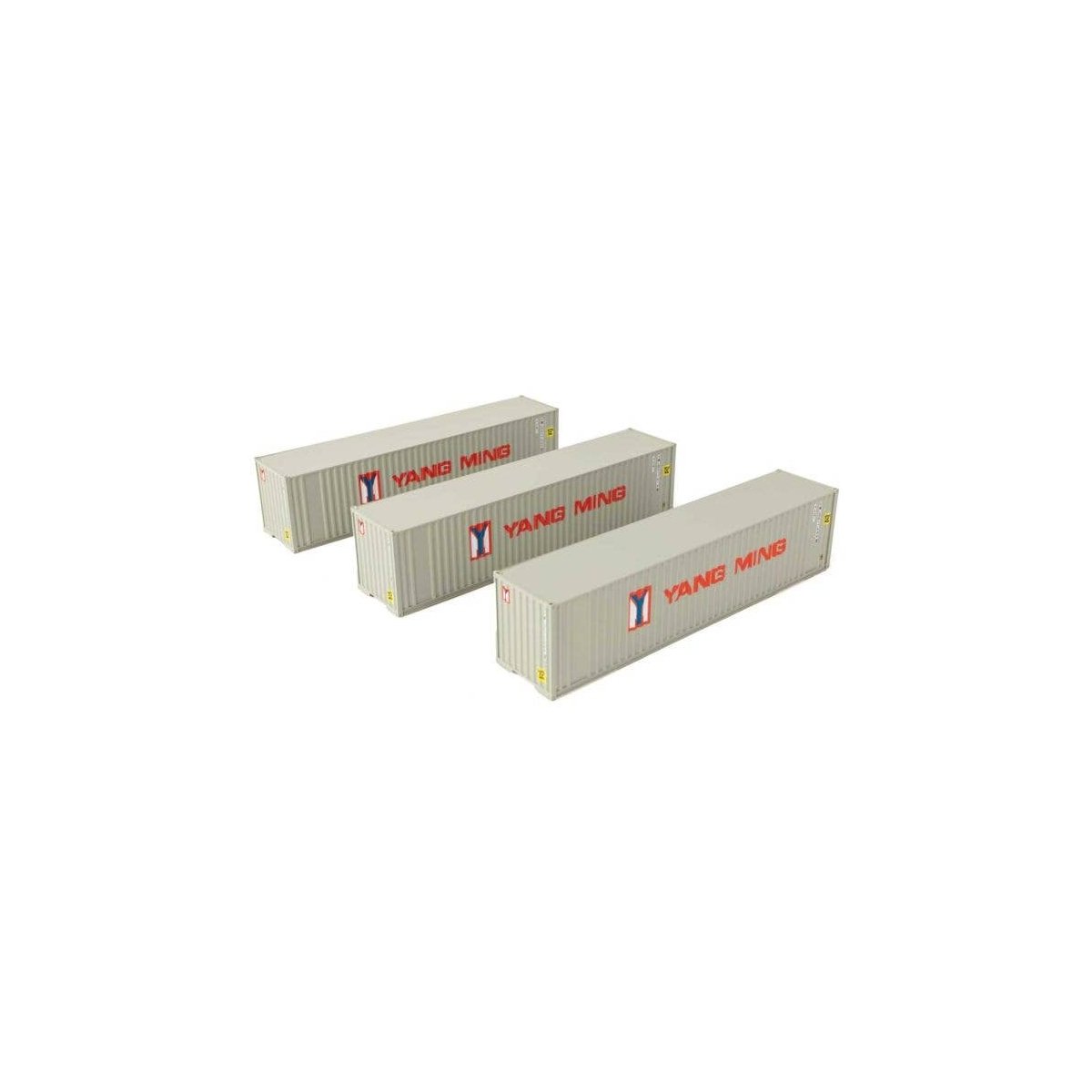 40′ Flat Panel Container - 3-Pack -- Yang Ming, HO, Walthers SceneMaster 18205