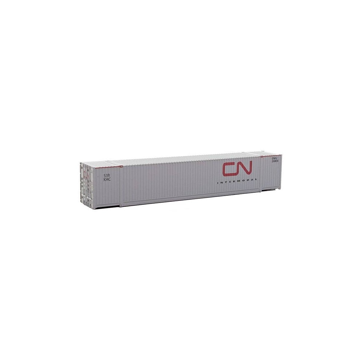 53′ Singamas Corrugated-Side Container - Ready to Run -- Canadian National (gray, red CN Int, HO, Walthers SceneMaster 8513