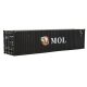 40′ Hi-Cube Corrugated-Side Container - Assembled -- Mitsui OSK Lines (black, white, red All, HO, Walthers SceneMaster 8264