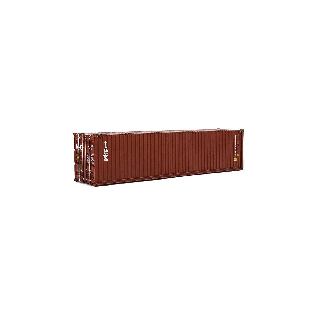 40′ Hi-Cube Corrugated-Side Container - Assembled -- TEX (brown, white), HO, Walthers SceneMaster 8266