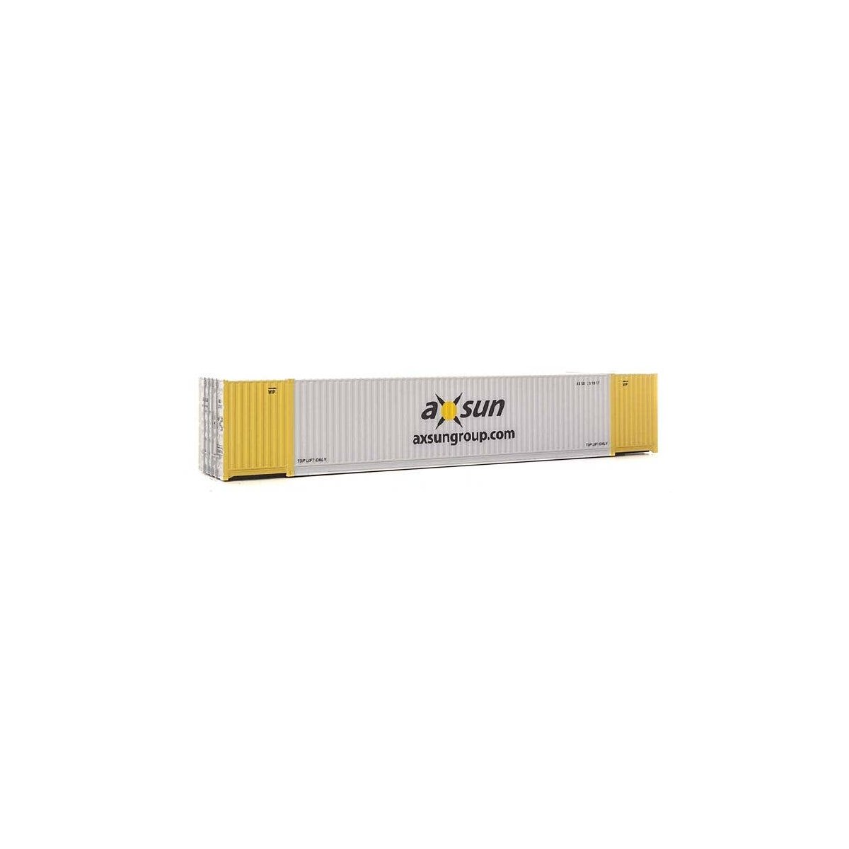 53′ Singamas Corrugated-Side Container - Assembled -- Axsun (gray, yellow, black), HO, Walthers SceneMaster 8527