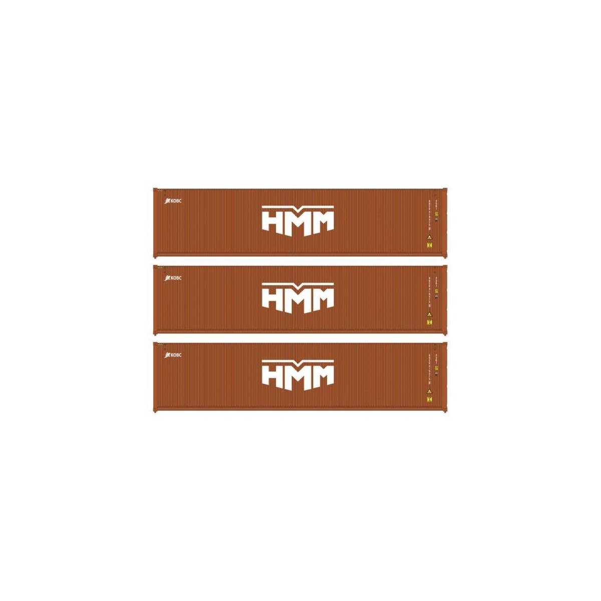 40′ Fully Corrugated Container - 3-Pack -- HMM, HO, Walthers SceneMaster 18256