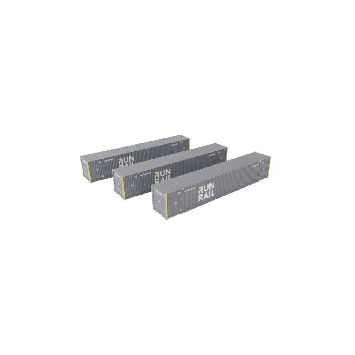 53′ Singamas Corrugated Side Container - 3-Pack -- Run Rail, HO, Walthers SceneMaster 18506
