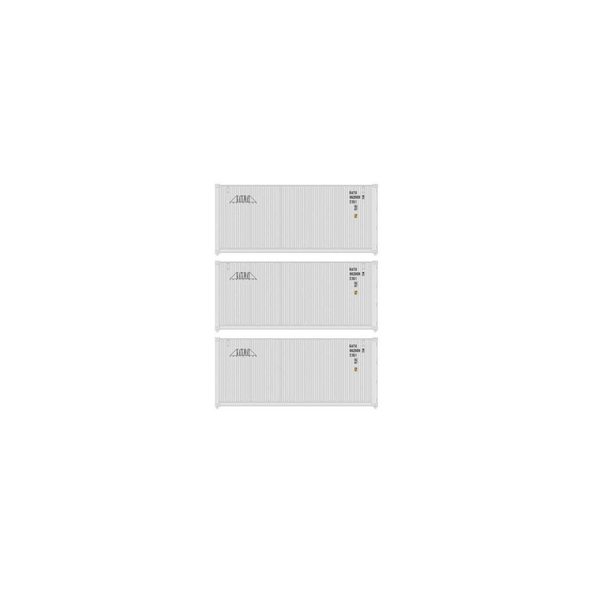 20′ Fully Corrugated Container - 3-Pack -- Gateway, HO, Walthers SceneMaster 18051