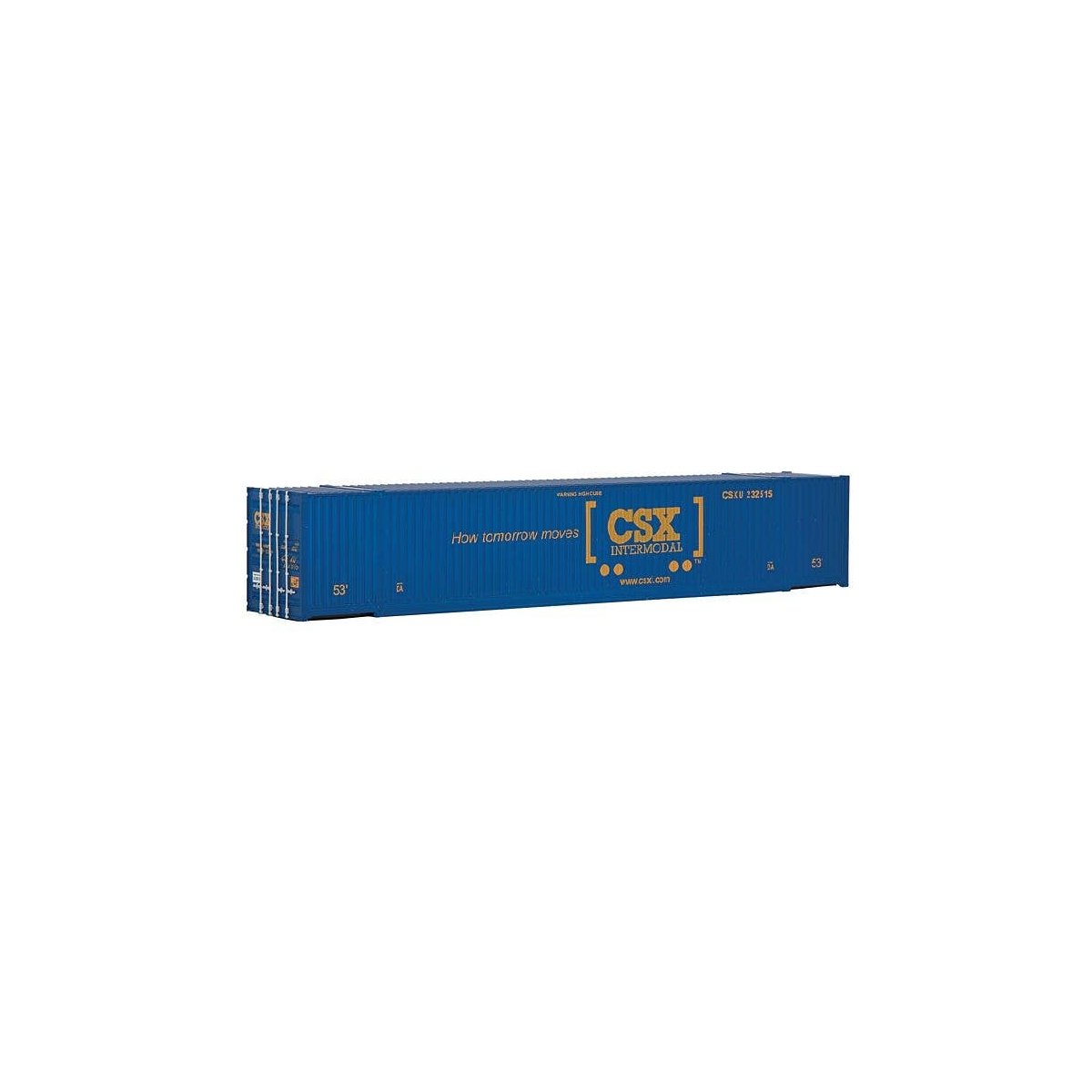53′ Singamas Corrugated Side Container - Ready to Run -- CSX Transportation (blue, yellow Bo, HO, Walthers SceneMaster 8502