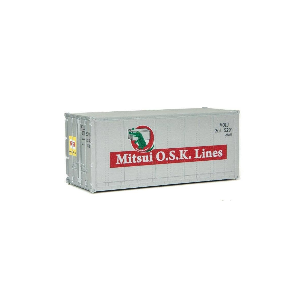 20′ Smooth-Side Container - Ready to Run -- Mitsui OSK Lines (gray, Alligator Logo), HO, Walthers SceneMaster 8657