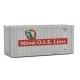20′ Corrugated Container with Flat Panel - Assembled -- Mitsui OSK Lines (gray, red, Alligat, HO, Walthers SceneMaster 8014