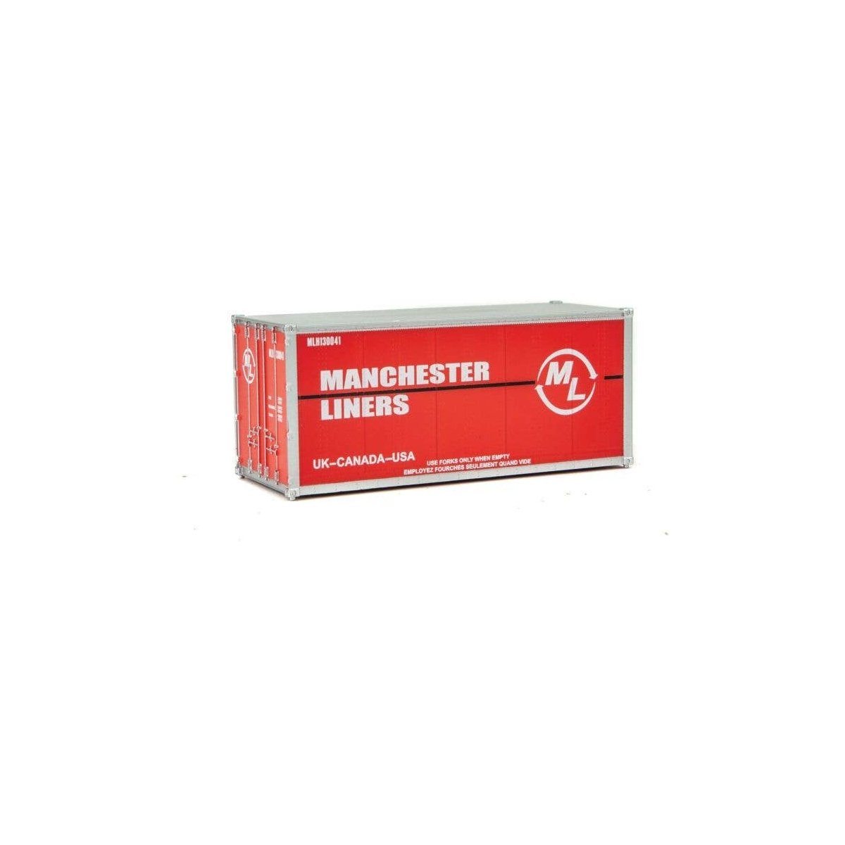 20′ Smooth-Side Container - Ready to Run -- Manchester Liners (red, white), HO, Walthers SceneMaster 8656