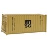20′ Corrugated Container - Assembled -- Mediterranean Shipping Co. (MSC) (yellow), HO, Walthers SceneMaster 8057