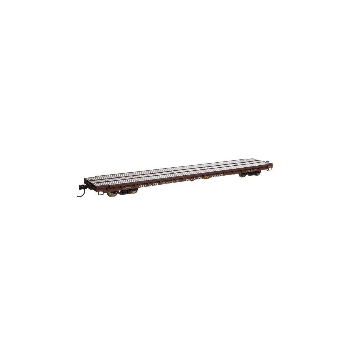 60′ Pullman-Standard Flatcar - Ready to Run -- Trailer-Train HTTX 90833 (Heavy-Duty, brown), HO, WalthersMainline 5400