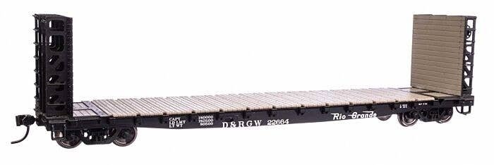 53′ GSC Bulkhead Flatcar - Ready to Run -- Denver & Rio Grande Western(TM) 22664, HO, WalthersMainline 5925