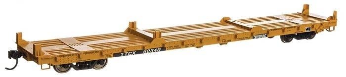 60′ Pullman-Standard Flatcar - Ready to Run -- TTX TTCX 92340 (Container pedestals yellow, black, HO, WalthersMainline 5414