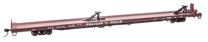 89` Channel Side Flatcar - Ready to Run -- Trailer-Train 150120 (1960s Brown, 40` Trailer Servic, HO, WalthersMainline 5734