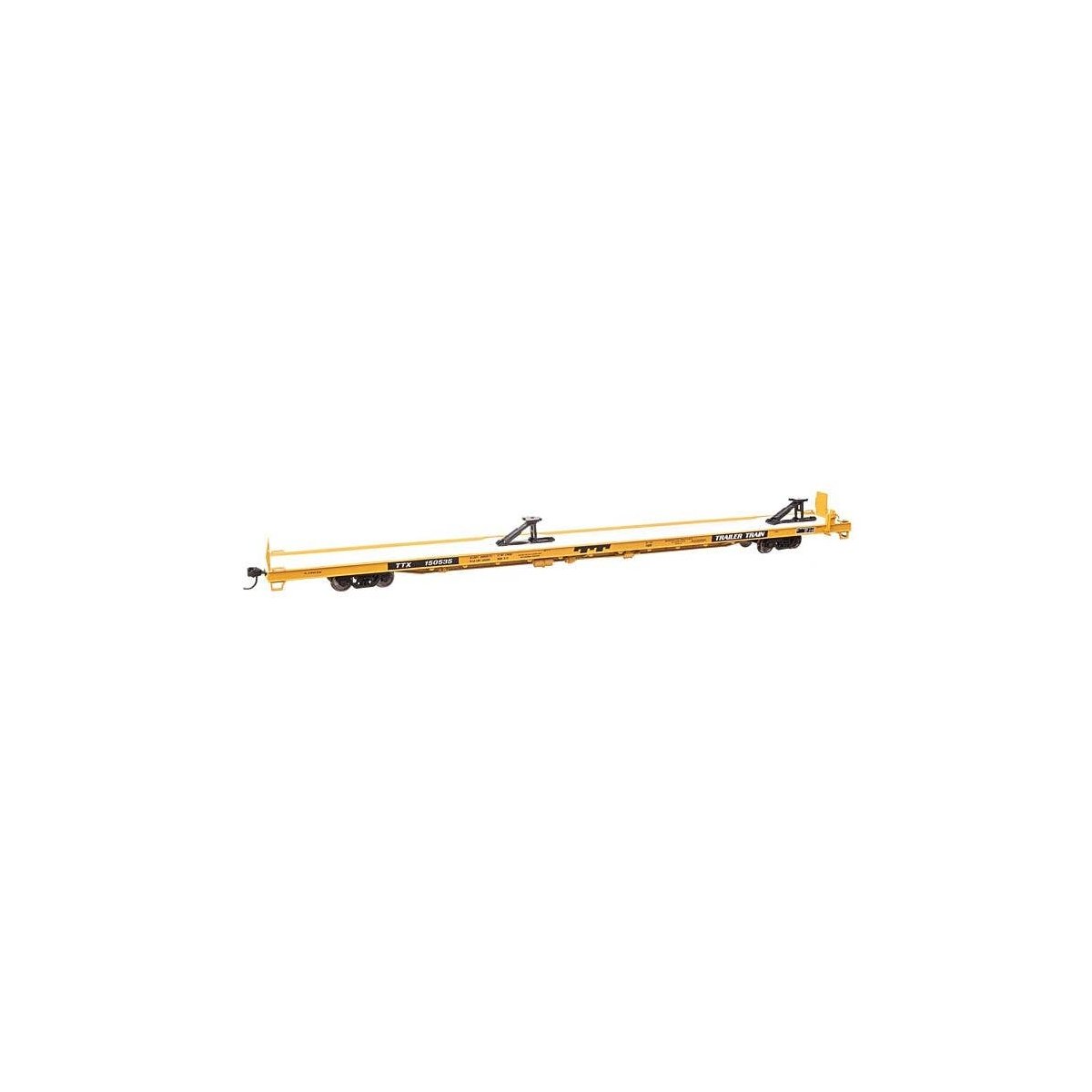 89` Channel Side Flatcar - Ready to Run -- Trailer-Train 150535 (yellow, black 40` Trailer Servi, HO, WalthersMainline 5737