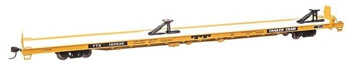 89` Channel Side Flatcar - Ready to Run -- Trailer-Train 150535 (yellow, black 40` Trailer Servi, HO, WalthersMainline 5737
