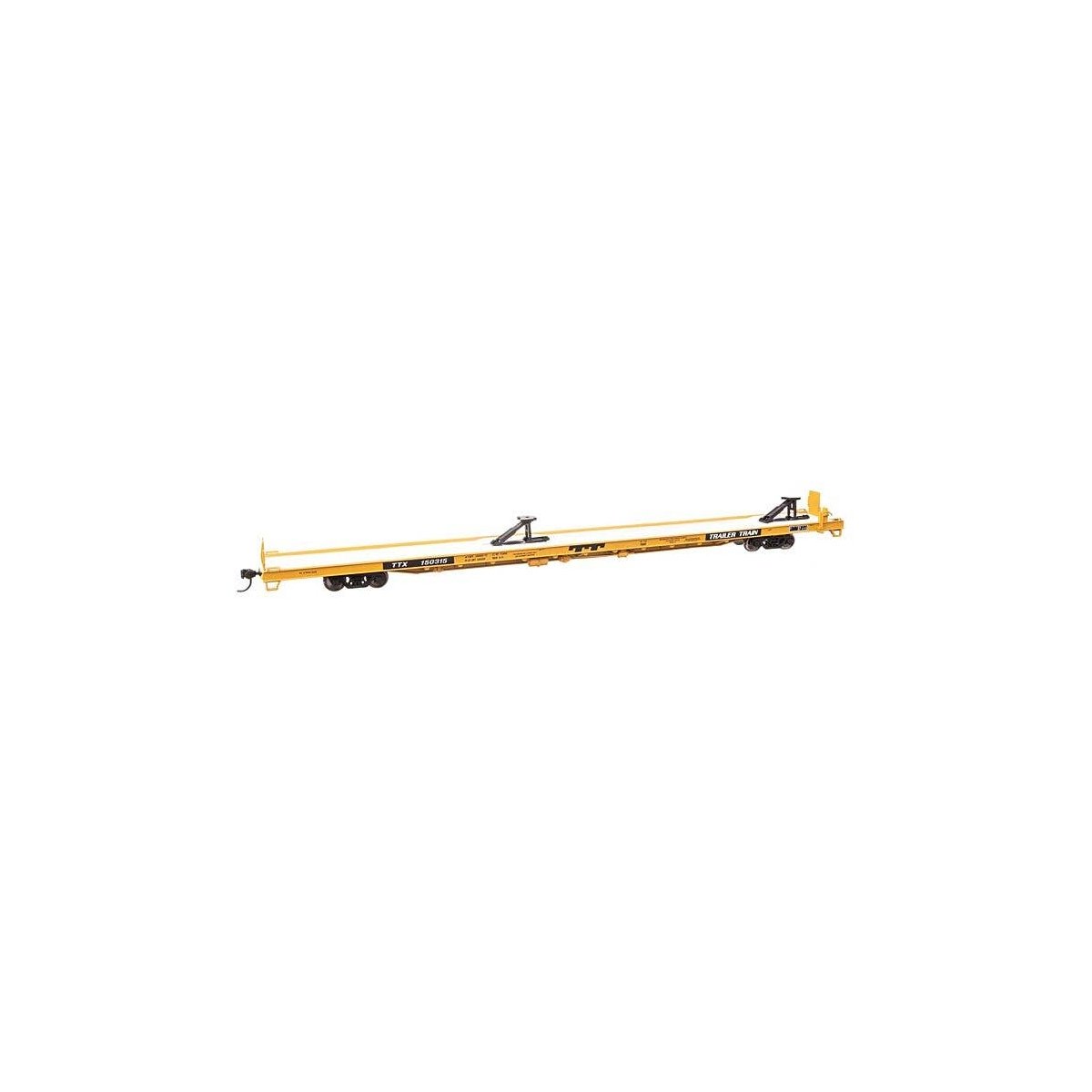 89` Channel Side Flatcar - Ready to Run -- Trailer-Train 150315 (yellow, black 40` Trailer Servi, HO, WalthersMainline 5736