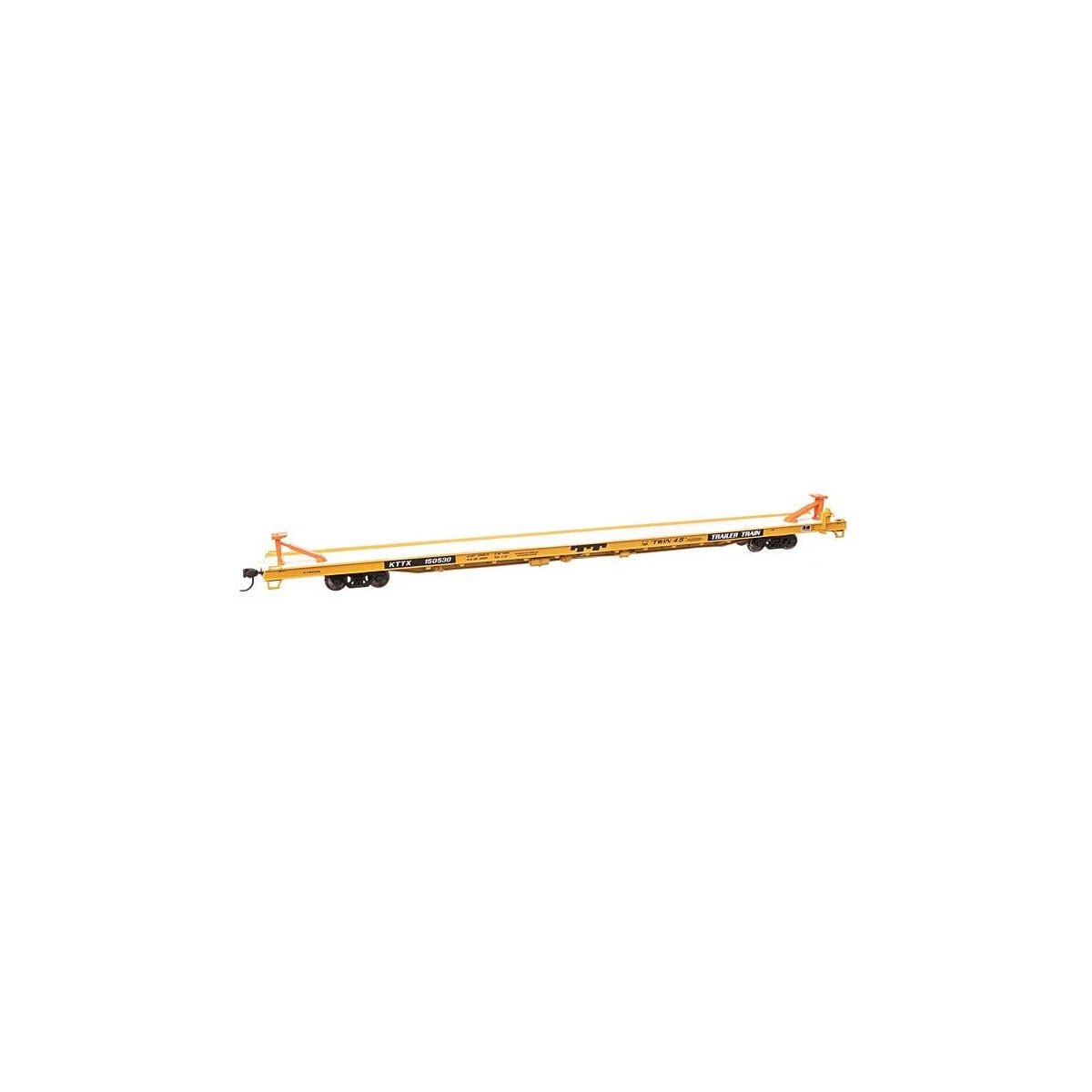 89` Channel Side Flatcar - Ready to Run -- Trailer-Train KTTX 150530 (yellow, black Twin 45`), HO, WalthersMainline 5739