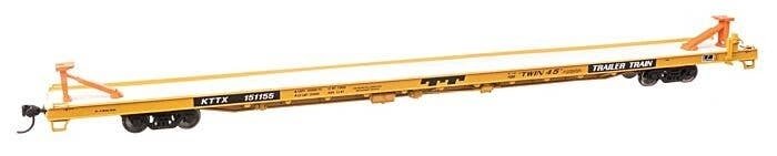 89` Channel Side Flatcar - Ready to Run -- Trailer-Train KTTX 151155 (yellow, black Twin 45`), HO, WalthersMainline 5740