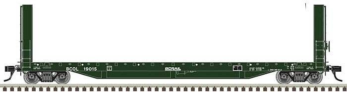 51`6` Bulkhead Flatcar - Ready to Run - Master(R) -- BC Rail 19007 (green, white), HO, Atlas Model Railroad Co. 20007091