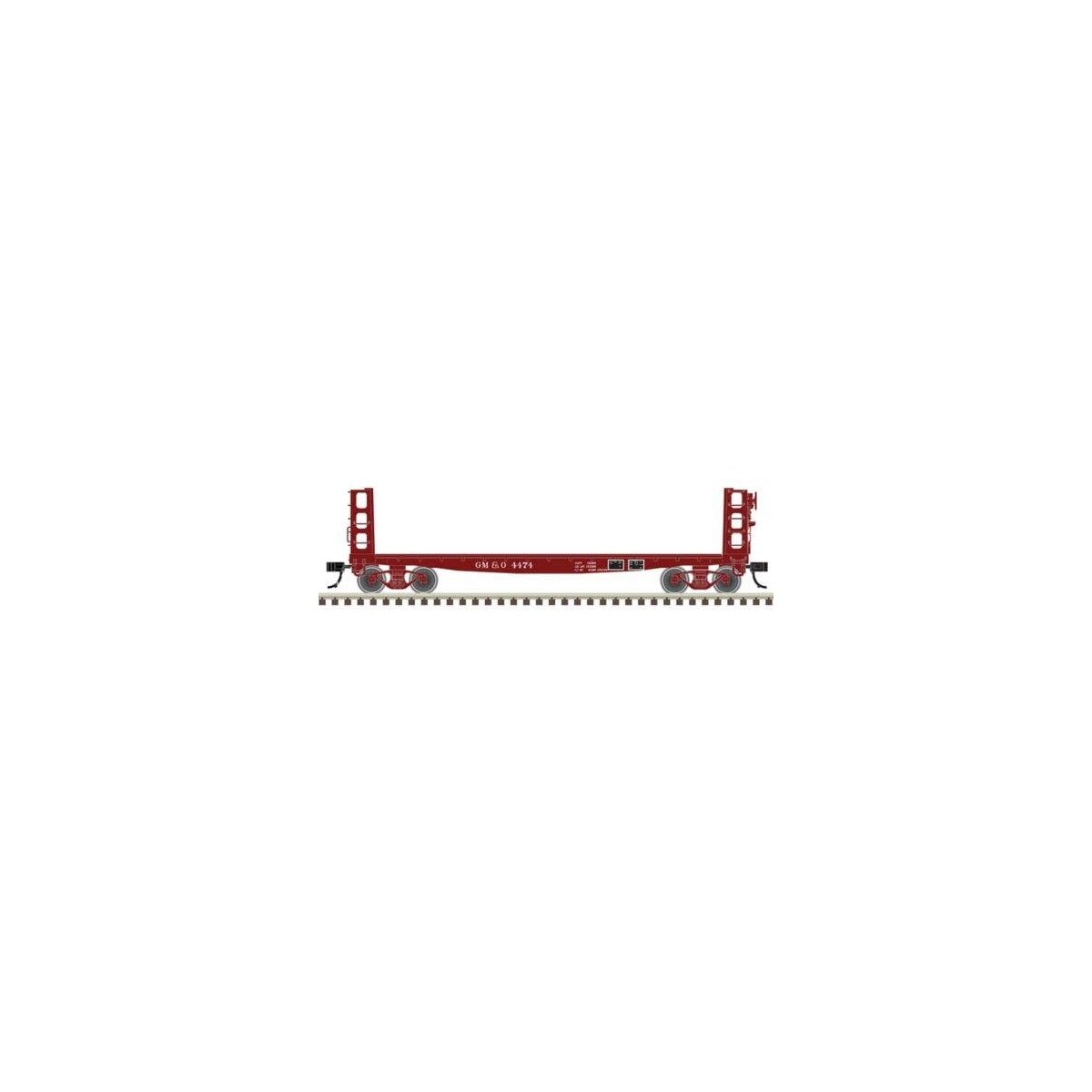 42′ Pulpwood Flatcar with Load - Ready to Run -- Gulf, Mobile & Ohio 4474 (Boxcar Red, N, Atlas Model Railroad Co. 50006949