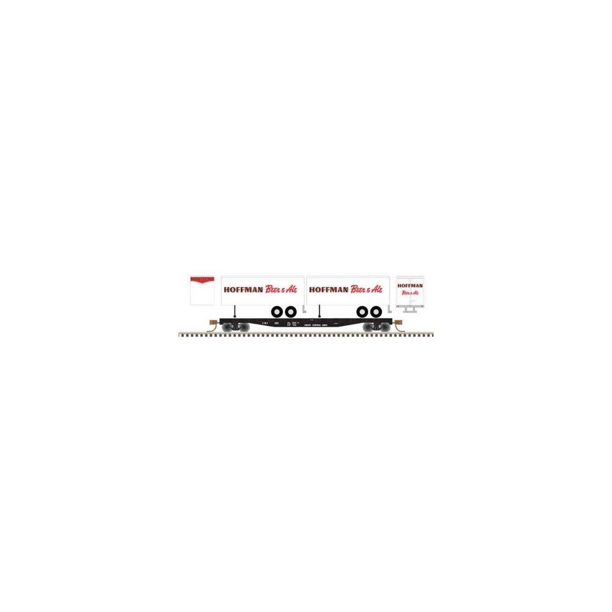 50` Piggyback Flatcar w/Two 24` Trailers - Ready to Run -- Central Railroad of New Jersey 307 (Hoffma, N, Trainman 50006508