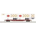 50` Piggyback Flatcar w/Two 24` Trailers - Ready to Run -- TTX 475144 (Schaefer Trailers, white, red,, N, Trainman 50006516
