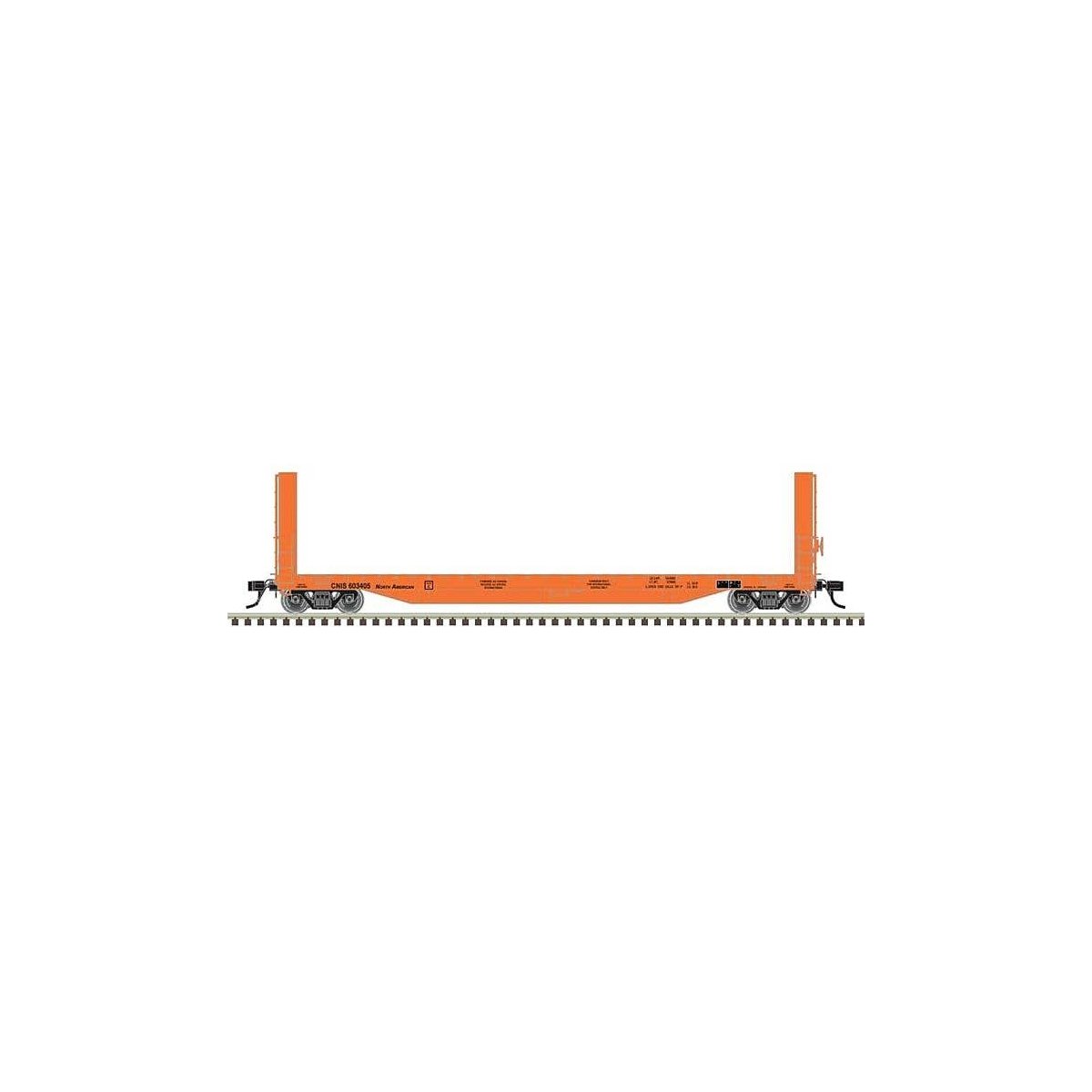 51`6` Bulkhead Flatcar - Ready to Run - Master(R) -- Canadian National 603422 (orang, HO, Atlas Model Railroad Co. 20007099