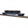 52`6` Flatcar w/Pipe Load - 3-Rail - Ready to Run - Trainman(R) -- Alaska Railroad (blue, yellow), O, Atlas O 3001880