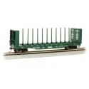 52′ Centerbeam Bulkhead Flatcar - Ready to Run -- BC Rail 52423 (green), HO, Bachmann Industries 12901
