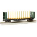 52′ Centerbeam Bulkhead Flatcar - Ready to Run -- Canadian National 60472 (black), HO, Bachmann Industries 12902